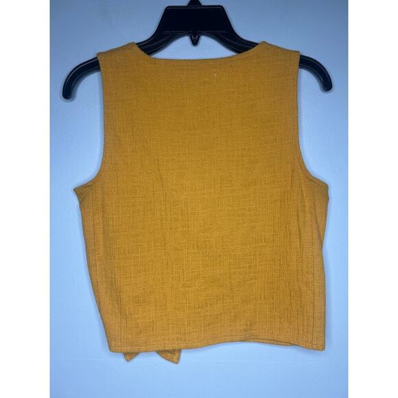 Madewell Texture & Thread Wrap Tie Waist Top V-Neck Size S Sleeveless Yellow - Picture 7 of 10